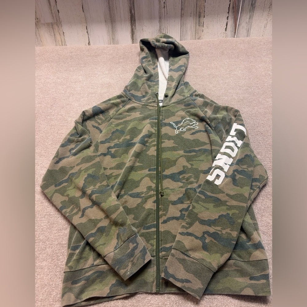 Detroit Lions Camo Zip-Up Hoodie NFL Team Apparel 0569